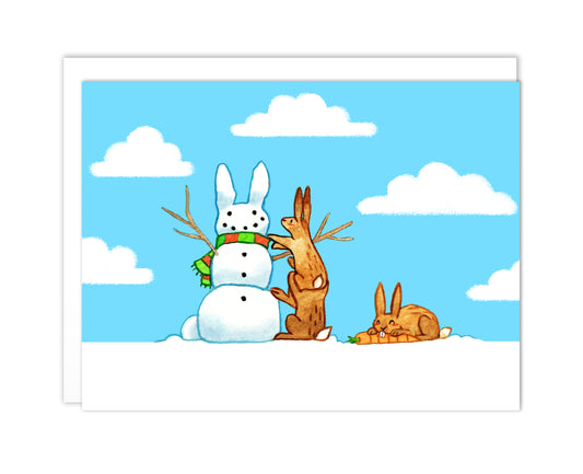 Snowman Bunnies Card