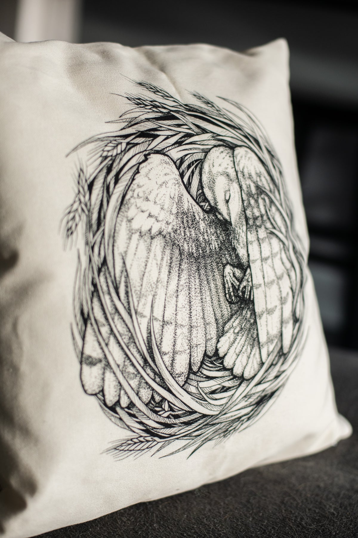Nesting Owl Pillow - in studio