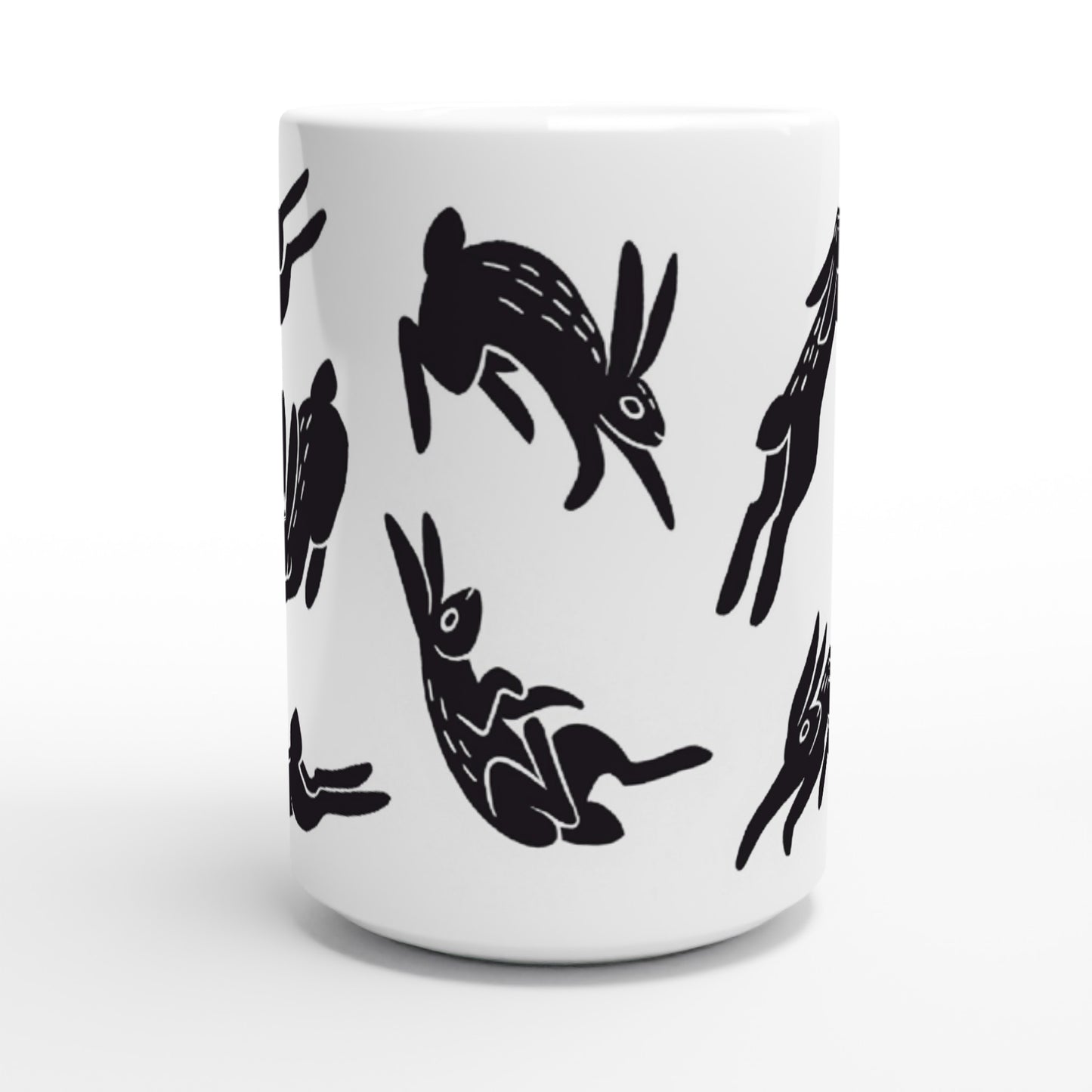Running Rabbits - White 15oz Ceramic Mug