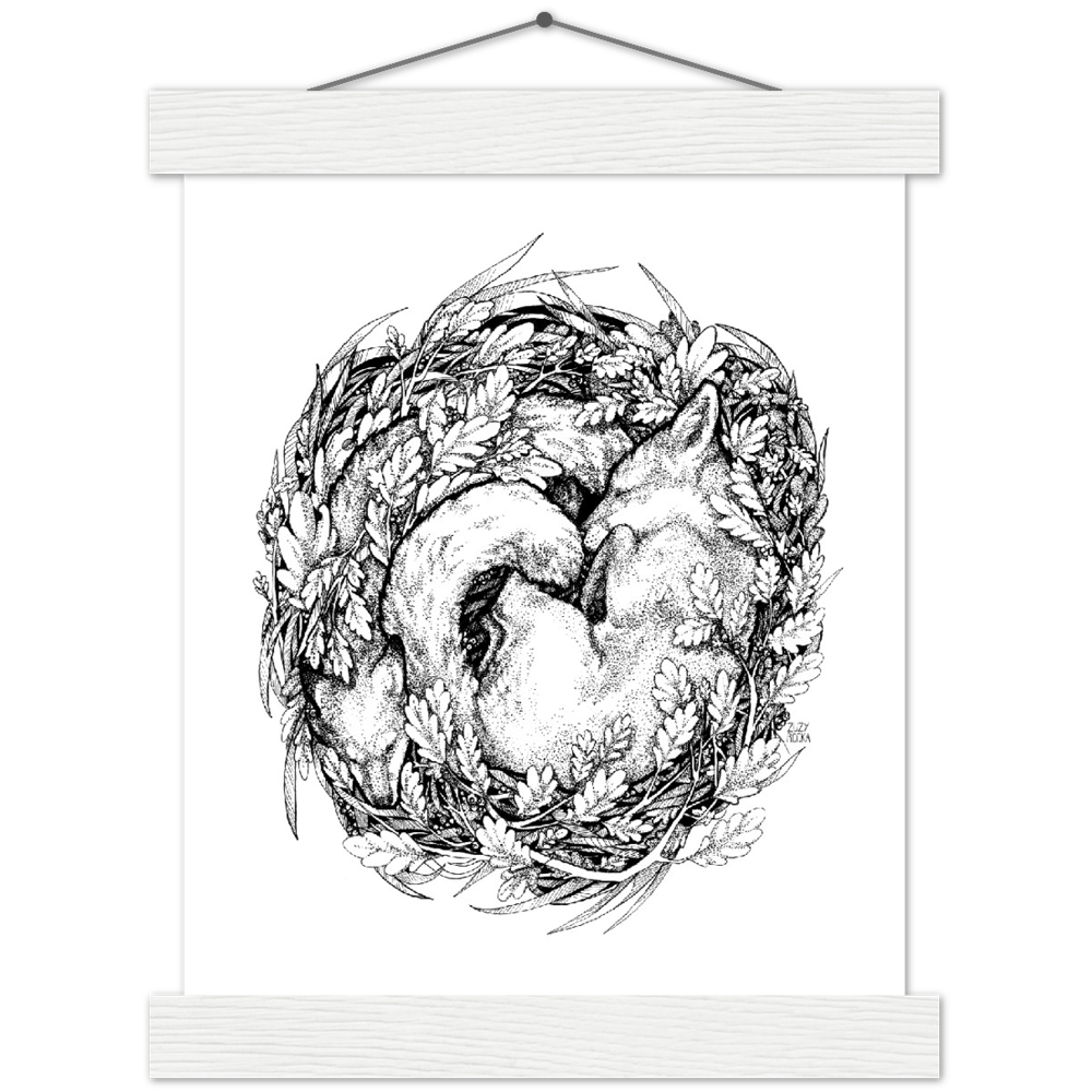 Foxes - Nesting Series - Premium Matte Paper Poster & Hanger