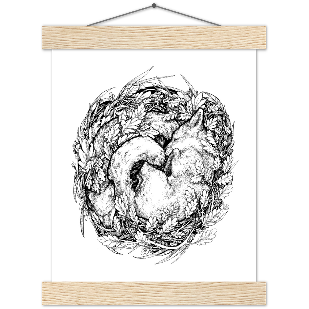 Foxes - Nesting Series - Premium Matte Paper Poster & Hanger